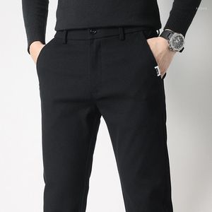 Męskie spodnie jesienne zima grube solidny kolor męski szczupły kolor, proste prace biznesowe Wysokiej jakości mężczyźni szlifowanie spodni