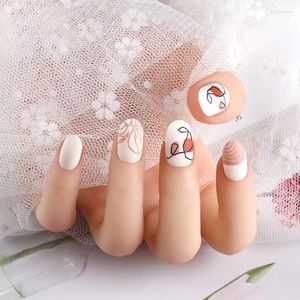 False Nails 24 Pieces / Set Wearing Nail Wholesale Short Round Head Patch Simple French Manicure Fake Finished Piece