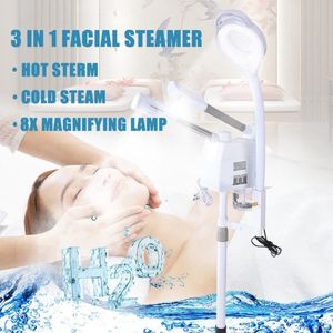 Salon Sauna Vapor Professioneller Vaporizer Gesichtsdampfer 3 in 1 Hot Face Steamer mit 5-facher Vergrößerungslampe Licht Gesichtsdampfer