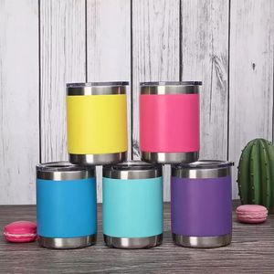 10oz Tumblers Stainless Steel Straight Cup Car cup Vacuum Insulated Beer Coffee Mugs with Lid 0913