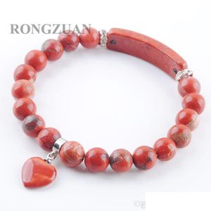 P￤rlstr￤ngar naturliga Red River Jasper Gemstone 8mm p￤rlor kvinnor str￤cker armband helande reiki charm bangles hj￤rta sha carshop2006 dhylb