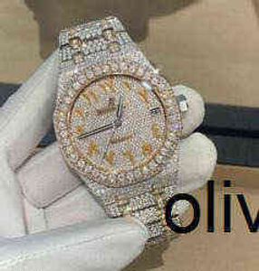 Cashjin Icedout 남자 손목 블링 블링 아웃 VVS Moissanit Diamond Watch D2M208