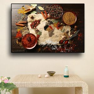 Canvas pintando grãos especiarias cozinha pôsteres escandinavos e impressões de parede de parede de alimentos para a sala de estar decoração de casa cuadros sem moldura