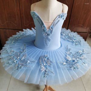 Abbigliamento da palcoscenico Costume da balletto professionale blu cielo Tutu da ballerina classica per bambini Vestito da ballo per pancake per adulti Ragazza