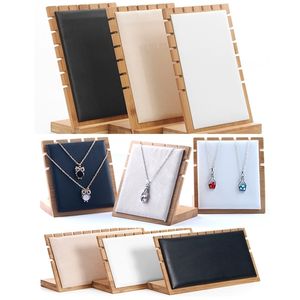 Jewelry Boxes White Black Gray Beige Small or Large Bamboo Display Stand Necklace Holder Pendant Chain Bracelet Hanging Organize Board 220912
