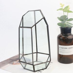 Torebki biżuterii 9,4 cala wysokość wewnątrz stołowa nieregularna szklana geometryczna rośliny powietrzne Terrarium pudełko pudełko pudełko