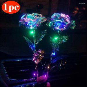 Flores decorativas 1pcs simulação rosa dura para sempre amor com decoração de casamento leve Decoração caseira seca criativa