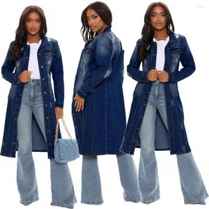 Robes décontractées de mode femme cardigan manteau de jean robe robe à manches longues jean jean manteau européen américain streetwear vêtements causaux