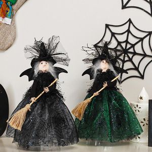 Christmas Decorations Halloween Witch W/ Broom Tree Table Decor Ornament Doll Home Party Decoration 2022