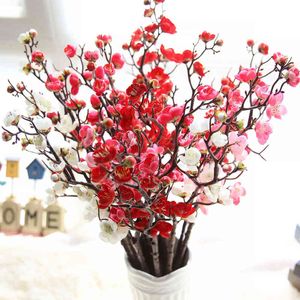 Faux Floral Greenery Artificial Flower Cherry Spring Plum Peach Blossom Branch 60Cm Silk Flower Tree Flower Knob For Wedding Party Decors J220906