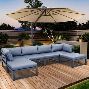 Camp Furniture DIY Outdoor Patio Set Aluminum Sofa Coffee Table With Glass Wind Guard For Garden