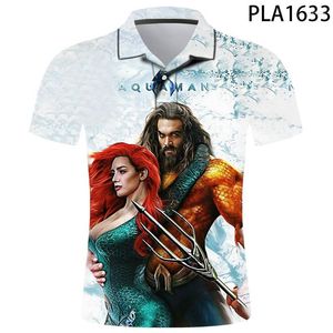 Polos męski 2022 Summer Aquaman 3D Printowa koszula Mężczyźni Camisas Cool Streetwear Fashion Harajuku krótkie rękawie hombres ropa