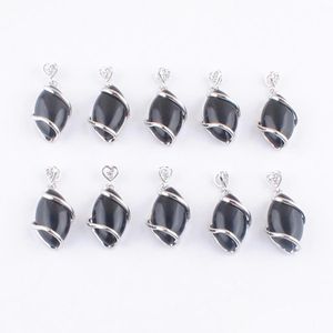 Pendant Necklaces Natural Gemstone Pendants Beads Black Agate Stone Horse Eye Shape Women Men Jewelry Fashion Assorted W Dhseller2010 Dhvkg