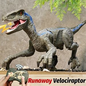 Электрические животные 24G RC Dinosaur Raptor Jurassic World Remote Control Toy Toy Electric Walking Dragon Toys для детей Рождественские подарки 220913