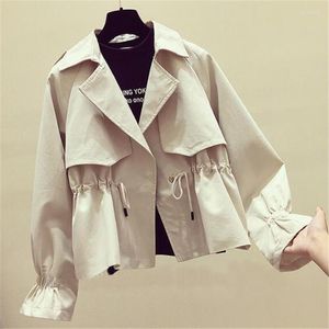 Women's Trench Coats Women Elegant Short Windbreaker Casual Turn-down Collar Light-weight Autumn Winter Solid Fashion Lady Slim Women's