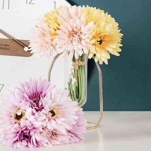 Faux Floral Greenery 612Pcs Artificial Flower 25Cm Silk African Daisy Coreopsis Gerbera Fake Flower Decor For Home Wedding Luxury Home Decoration J220906