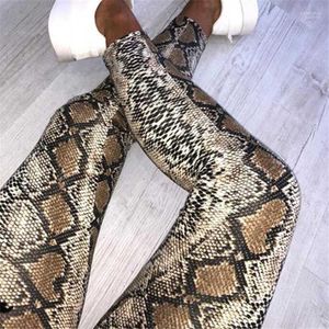 Женские брюки Женщины с высокой талией леопардовый припечаток скинки скина