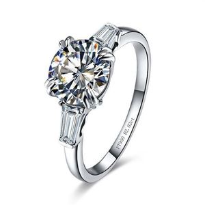 Klusterringar solida 925 Sterling Silver Romantic Propose Ring 2 02 CT Round Cut Diamond Engagement för Women305J
