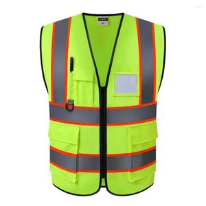 Motorcycle Apparel Reflective Safety Vest For Engineer Construction W/ Pockets Free Size