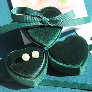 Jewelry Boxes Gift Ring Bowknot Organizer Heart-shaped Corduroy Cloth Necklace Packing 220912