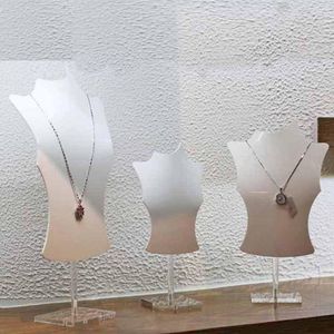 Jewelry Pouches 40GB 3D Acrylic Mannequin Necklace Display Holder Bust Stand Pendant Chain Chokers Lockets Earrings Shelf Storage