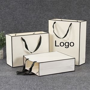 Gift Wrap 10 Pcs Custom Gift Paper Packing Bag Craft Packaging Personalization business Shopping Clothes package Kraft Bags Wedding 220913