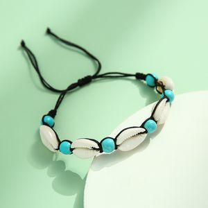 Fashion accessories ocean wind turquoise beads friendship bracelet woven blue beads shell anklet