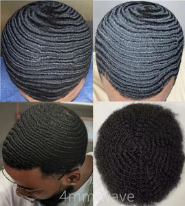 Афро-Американские человеческие волосы с волнами 4 мм, 8x10 4 мм, афро-кудрявый кудрявый парик с полным кружевом, бразильские парики Virgin Remy для чернокожих мужчин