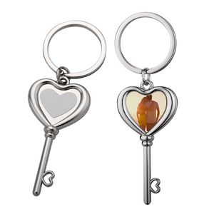 Heat Transfer Heart Shaped Key Pendant DIY Keychain Sublimation Blank Metal Keychains Decorative Keyring