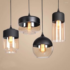 Pendant Lamps Nordic LED Clear Glass Lampshade Loft Lamp E27 Dinning Room Home Deco Hanging Lighting Fixtures Avize