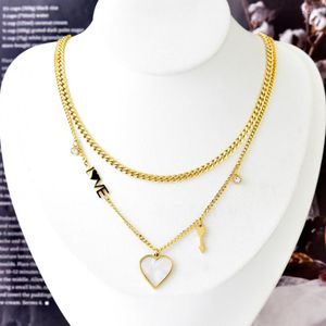 Pendant Necklaces 316L Stainless Steel Fashion Fine Jewelry 2 Layer Zircon Love Cupid's Arrow Charm Chain Choker For Women203m