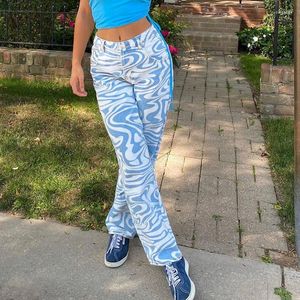 Pantaloni da donna Capris da donna Stampa zebrata Donna dritta Harajuku Baggy Vita alta Casual Vintage Stile coreano Streetwear Donna 2022