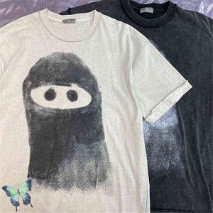 Erkek Tişörtler Maske Baskı Kısa Kollu Tişörtler Erkek Kadınlar Tee Yüksek Kaliteli Vintage T-Shirts T220909