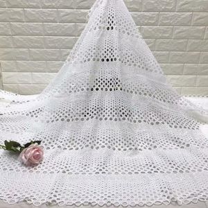 ナイジェリアパーティー用の衣料品ファブリックホワイトレースコードDENTELLE TISSU MESH SWISS VOILE WHOLESALE 5YARD/SET L1601-