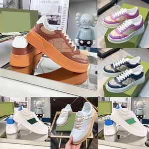 Designer Sneakers Women Mens Casual Shoes Double G Printed Embossed Sneakers Thick Bottom White Shoe