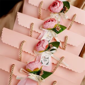 Gift Wrap 10pcs Wedding Tote Gift Bag Packaging FOR Favors Birthday Party Supplie Brand Paper Hand Bags 220913