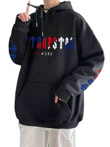 Men's Hoodies TRAPSTAR Thicken Plus Fleece High-quality Cotton Printed Trendy Hoodie Couple Autumn/Winter Hooded Pullover Sweatshirts