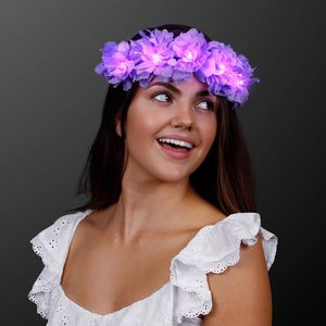 Hoofdbanden Violet Light Up Festival Flower Crown hoofdband met paarse LED -lichten Drop levering 2022 Amajewelry AMQ0F