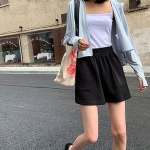 여자 바지 여자 Capris Normov 스포츠 반바지 여성 여름 2022 Skinny Casual Lady Elastic High Waist Beach Short Solid Loose