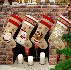Saco Grande De Santa venda por atacado-Decorações de Natal Big Staking Burlap Canvas Santa Snowman Reana Sacos de Presente de Manguar