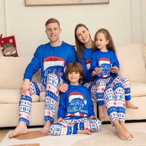 Aile Eşleşen Kıyafetler Pijamalar Noel Aile Giysileri Anne ve Kızı Eşleşen Kıyafetler Baba Erkekler Sweetwear Pijamalar Set Çocuk Mavi Takım 212y 220913