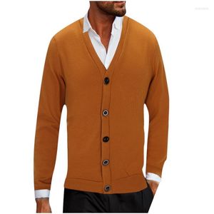 Herrjackor herr telotuny 2022 Autumn Winter Cardigan Fashion V-Neck Långärmning Outwear Casual Loose Solid Color Knapp Knit Coat