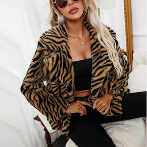 Kurtki damskie Jesień Jesień Moda Moda Lopard Zebra Wzór nadrukowane płaszcze panie eleganckie lapy single piersi kobiety