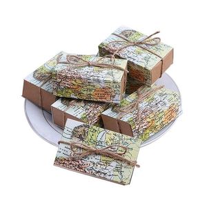 Presentf￶rpackning 50 datorer runt om i v￤rldskartan favoritl￥dor Vintage Kraft Favor Box Candy Presentv￤ska f￶r resor Tema Party Br￶llop Birthday Bridal SH 220913