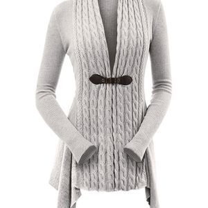 Damenpullover Zopfstrick Asymmetrische lange Strickjacke Frauen Pullover weiblich lässig solide V-Ausschnitt Ärmel Winter Strickjacken 220913