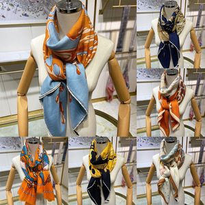 Kaschmir-Schal, Unisex, Designer-Schal mit Farbdruck, quadratisch, Luxus-Schalldämpfer, modisch, Größe 140 x 140 cm. Seidenschals