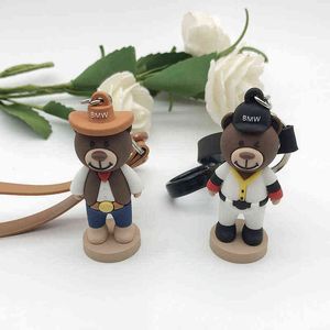 Keychains Personality Cartoon Bear Doll Anime Keychain Fashion Creative Cowboy Charm Key Chain Stay Cute Trend Men and Women Bag Keychain T220909