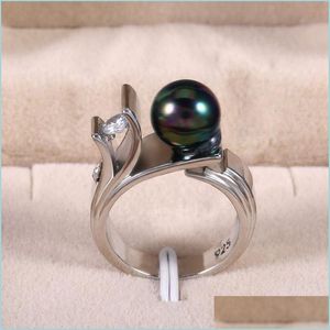 Med sidonstenar Elegant Peal Ring med sidogenor Creative Design 925 Graverade Sier Diamond Rings Womens onsdag Je Bdehome Dhimg