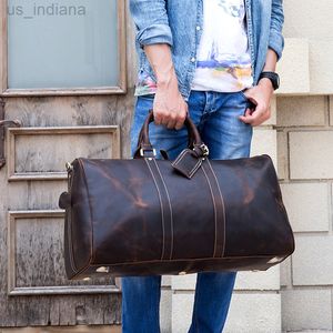 Duffel Bags Высококачественные мужчины подлинные кожаные туристические сумки для путешествий Большой выходной мешок мужчина ковесковая суть сумки рука ручная багаж мужские сумочки большие L220913