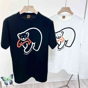 Camisetas masculinas urso polar comendo peixes humanos feitos de algodão de bambu T220909